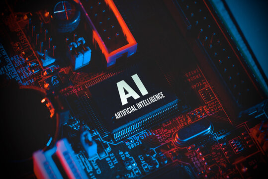 Artificial intelligence concept with computer chip