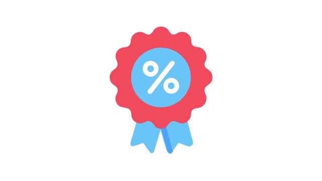 Percentage discount badge icon on White Background illustration