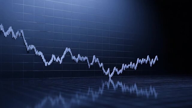 Market Dynamics Visualized: A stylized representation of a fluctuating market trend, with a focus on volatility and economic shifts