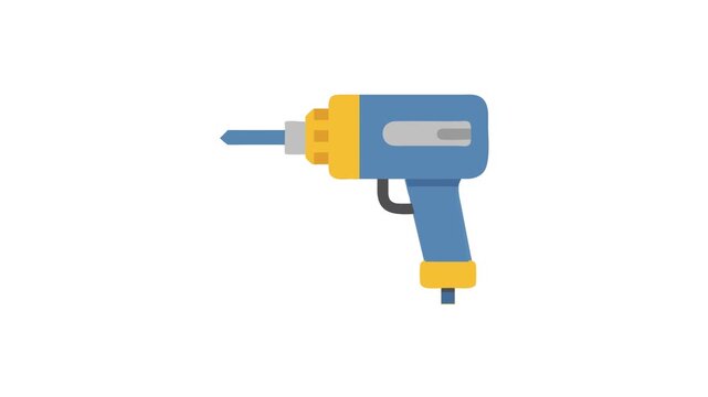 Isolated electric drill flat vector illustration against black backdrop