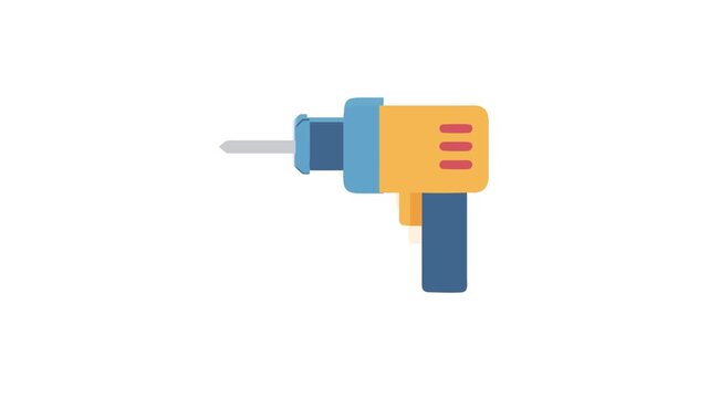Isolated drill illustration depicting power tool for home improvement