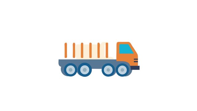 Stylized flat vector dump truck on White Background