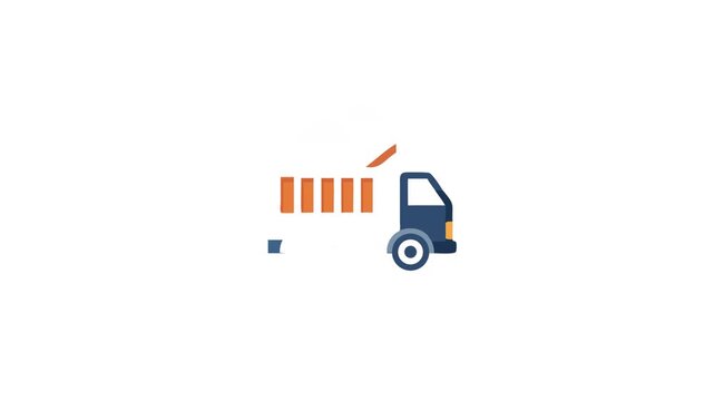 Flat dump truck icon on light blue circle background