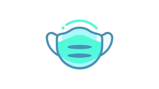 Stylized medical face mask icon against White Background
