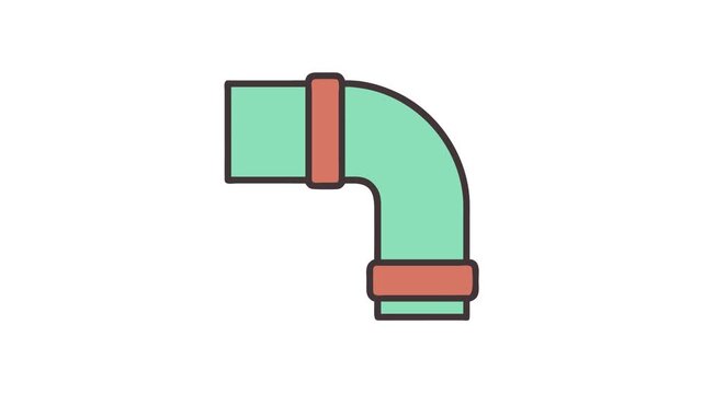 Simple 2D plumbing pipe fitting illustration on White Background