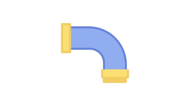 Blue pipe fitting with gold rings on White Background