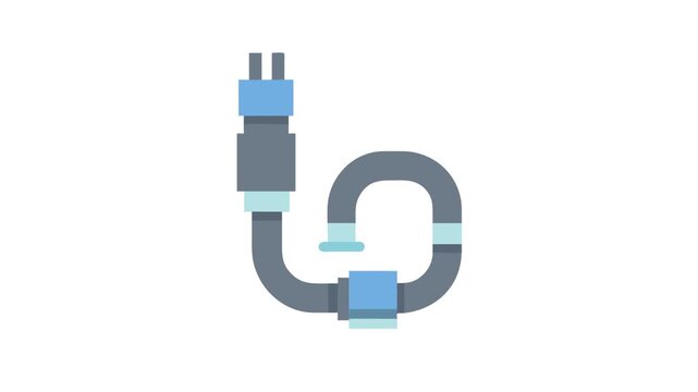 Stylized grey tubing with blue connection points on White
