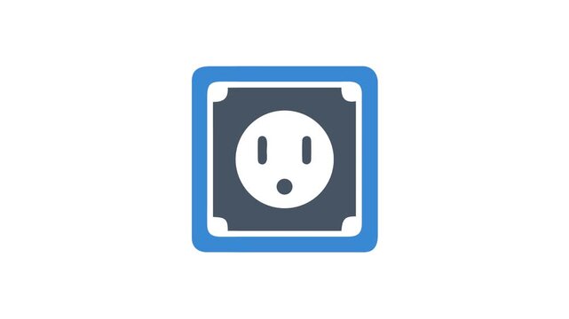 Isolated electrical outlet icon in flat design style