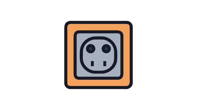 Electric socket on White Background simple line art image
