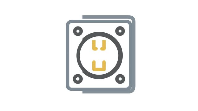 Isolated electric socket icon representing technology and power supply