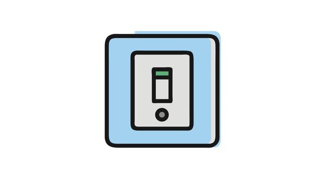 Cartoon light switch illustration with switch in on position