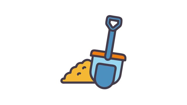 Simple shovel with sand pile isolated on White Background