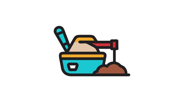 Concrete mixer graphic illustration flat icon with bold outlines