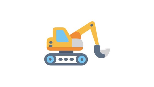 Illustration of a yellow excavator on a White Background