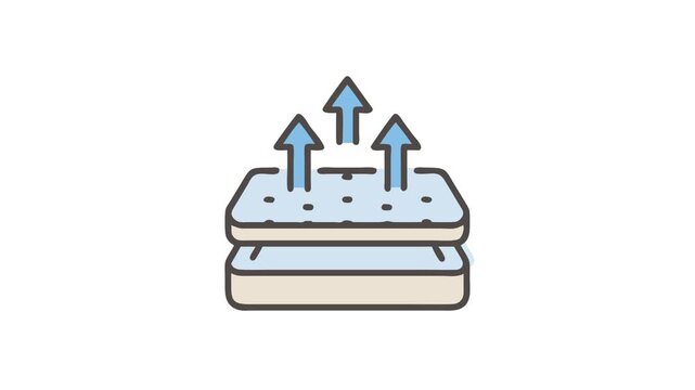 Breathable mattress layers with airflow illustration for bedding technology