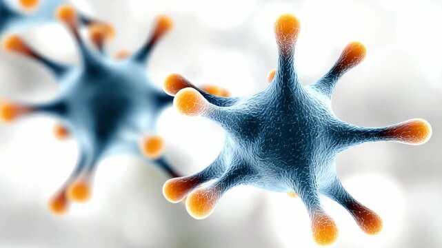 Microscopic Beauty of a Virus: Explore the complex structure of a virus with a close-up, artistic view. Reveal intricate details and textures.