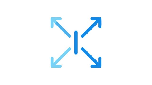 Expanding blue arrows on White Background, scale or direction