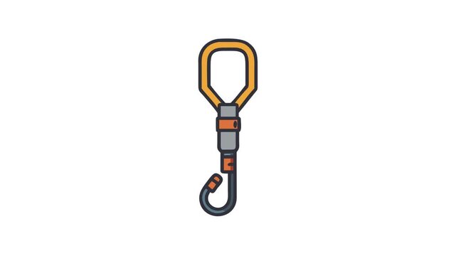 Orange and gray carabiner clip on White Background graphic