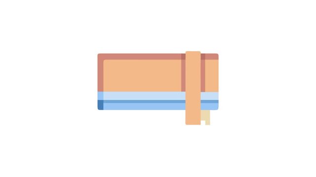 Stylized flat illustration of book with bookmark isolated