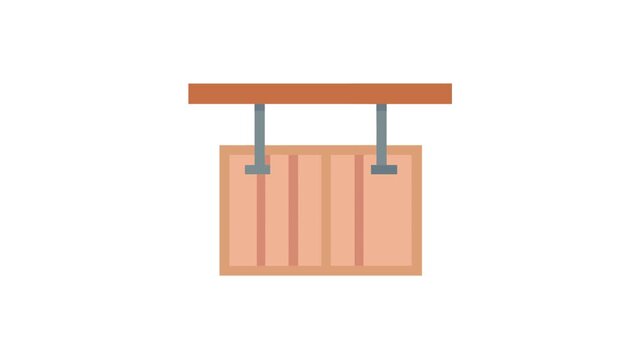 Simple Hanging Wooden Sign with Retro Pixel Style