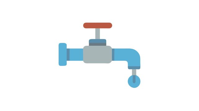 Flat design illustration of water tap with single droplet