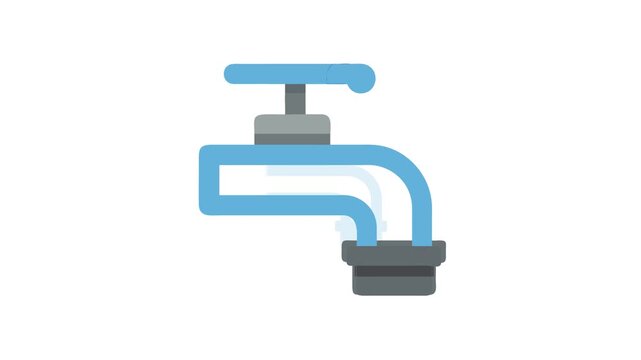 Minimalist blue faucet illustration against White Background for cleanliness