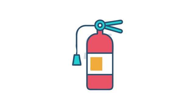 Stylized fire extinguisher icon with bold outlines on White