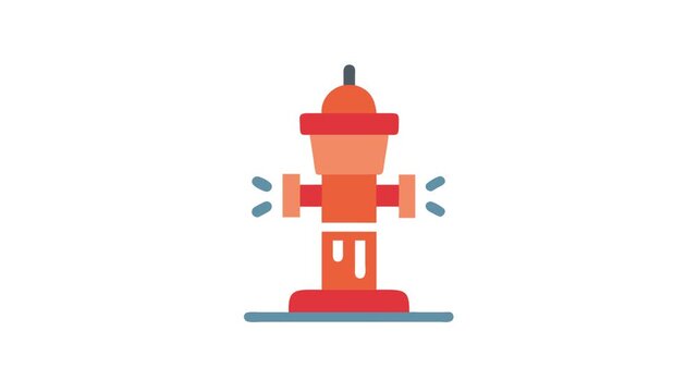 Isolated graphic fire hydrant with water spraying on White Background