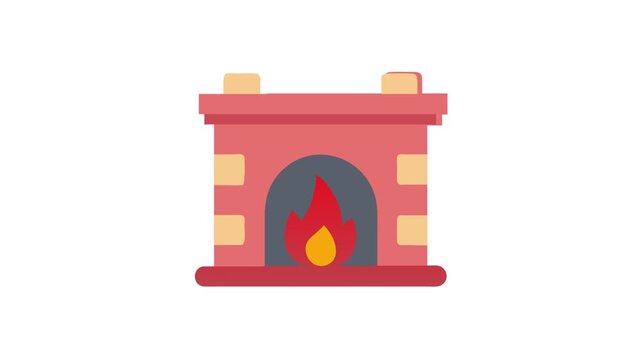 Cozy fireplace illustration with warm fire flames in hearth