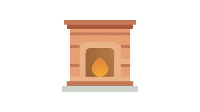 Illustration of a brick fireplace with a flame inside