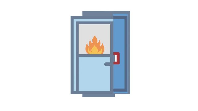 Fire door symbol with frame against a dark background