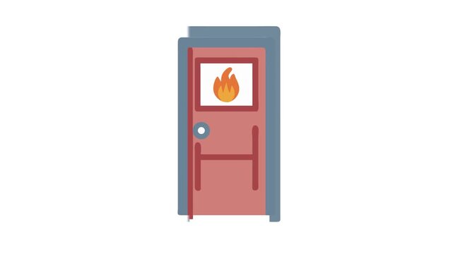 Fire emergency exit sign on a door illustration