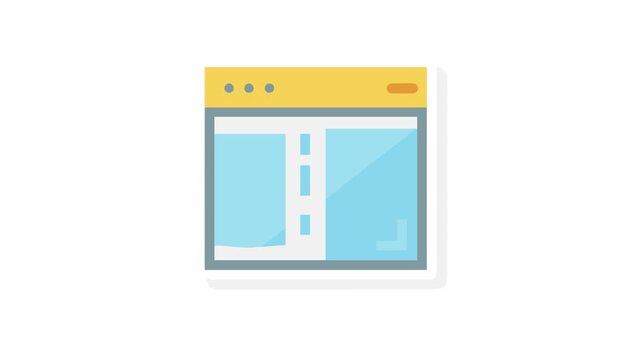 Web browser window with an outline within a flat design