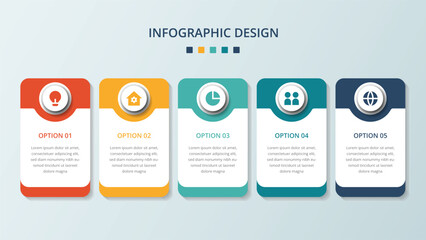 Fototapeta premium 3 Steps Modern Business Infographic Template with Icons and Rounded Rectangles