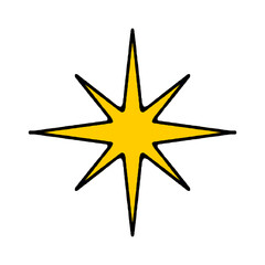Obraz premium Modern Minimalist Four Point Starlet Icon for Night Graphic Projects and Creative Magic Cosmic Decoration Element Isolated on White Vector