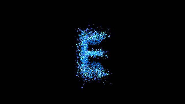 Blue particle bubbles forming letter E on transparent background

Floating blue bubbles dynamically forming letter E shape with alpha channel for smooth compositing use

