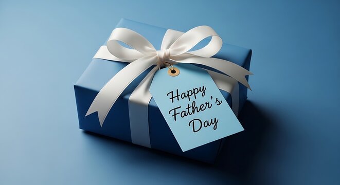 Heartfelt fathers day gift a beautifully wrapped present with ribbon and tag for dad's special day
