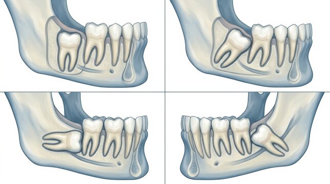 Detailed Illustration Showing the Anatomy of Human Teeth and Jaw From Different Angles