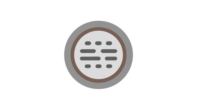Minimalist gray and brown circular drain cover graphic symbol