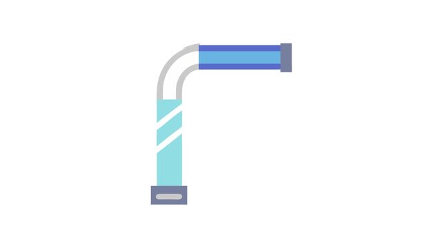 Simple flat illustration of a blue and grey plumbing pipe