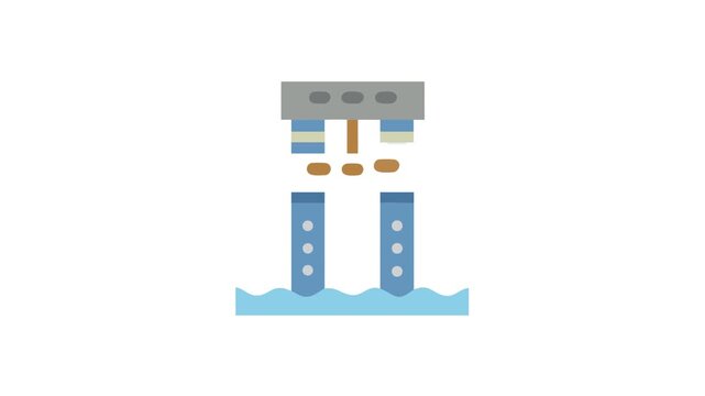 Abstract flat icon of a floodgate in water