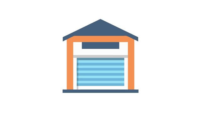 Garage illustration icon with roller door in flat design