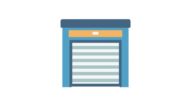 Minimalist style vector garage illustration with roller shutter door
