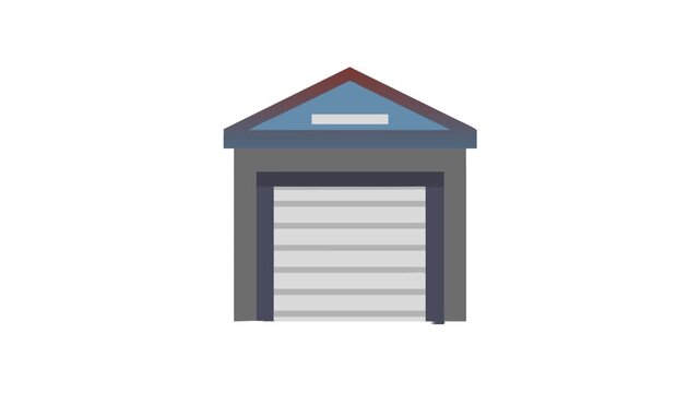 Isolated grey storage unit with roll up garage door