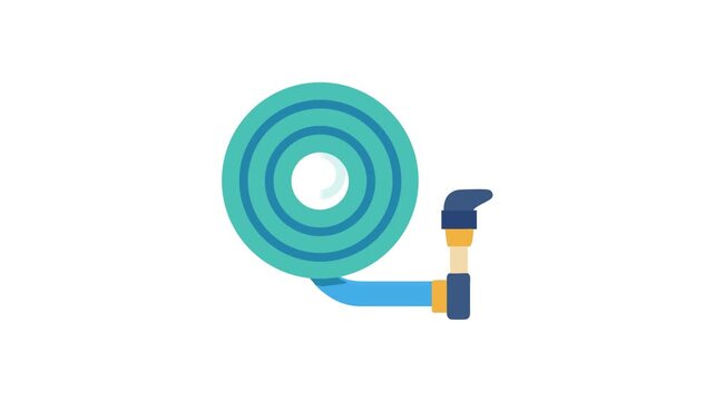 Flat vector illustration of garden hose with spray nozzle