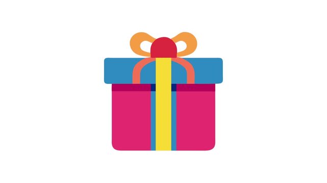 Flat design gift box with ribbon on White Background