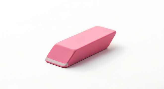 Pink eraser placed on a white background for creative use