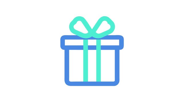 Flat icon of gift box with ribbon illustration