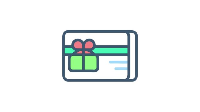 Gift card vector illustration with bright ribbon on White Background