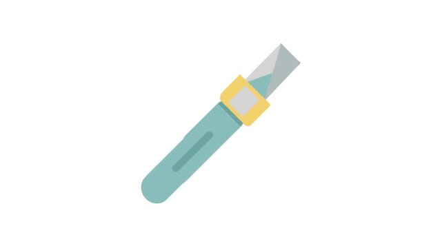 Simple flat illustration of box cutter on White Background